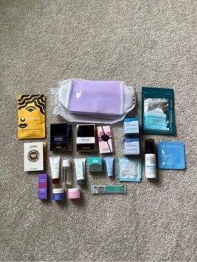 Ulta Beauty 20 Piece Skincare Sample Set with Lavender Travel Cosmetic Bag